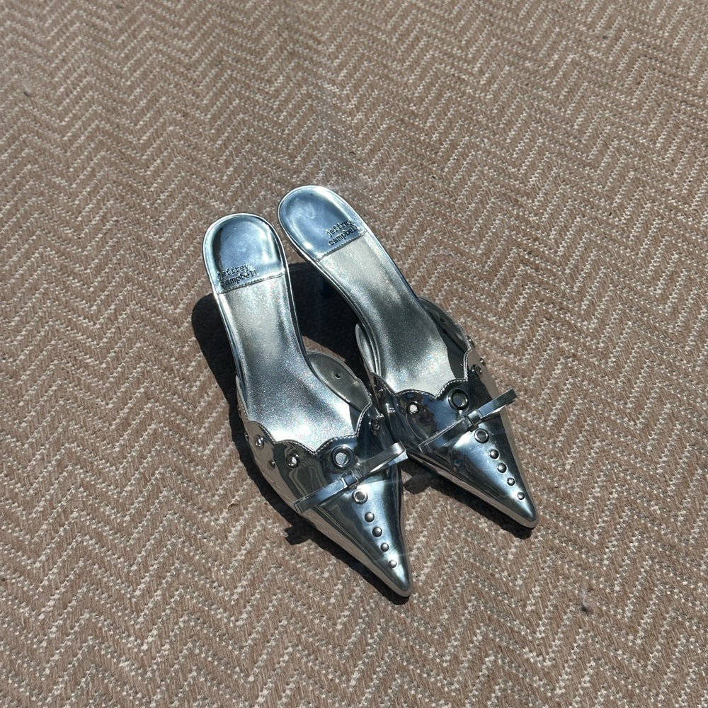Jeffrey Campbell kitten heels silver